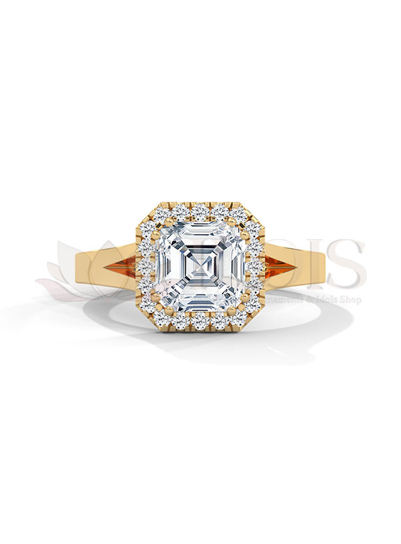 Luxury Asscher Cut Halo Diamond Ring